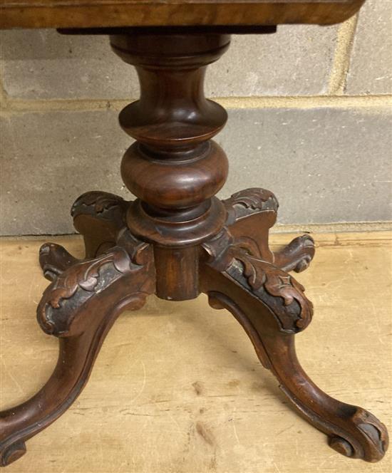 A Victorian burr walnut work table, width 50cm, depth 40cm, height 68cm